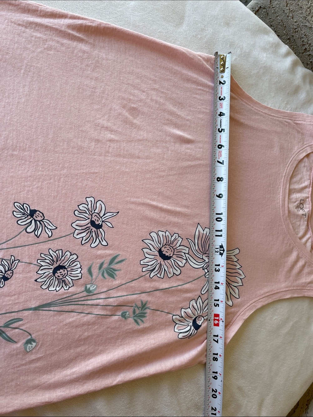 LOFT Outlet Peachy Blush Pink Floral Sleeveless Tank Top Size Medium 100% Cotton - Picture 4 of 7